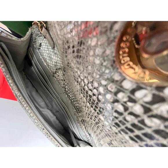 Vintage Nordstrom Leather Shoulder bag Animal / Python print, Gray Crossbody Bag - Picture 13 of 14